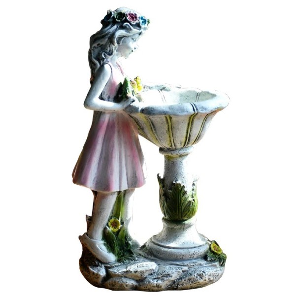 Trädgård sol staty flicka 1