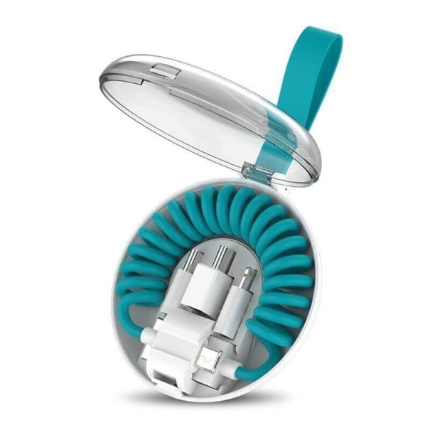 Elastisk USB / Micro USB-kabel turkos