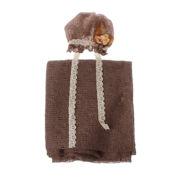 Set de sesión de fotos infantil: gorro y bufanda marrón