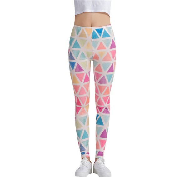 3D-leggings för kvinnor med färgglada trianglar 1