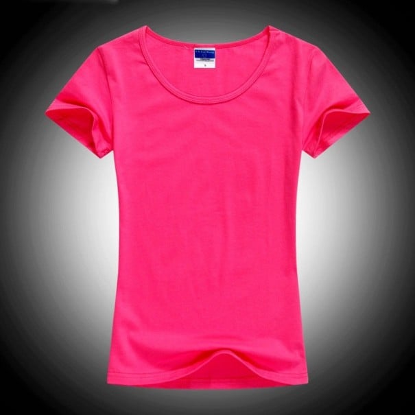 Basic T-shirt för kvinnor A986 mörkrosa L
