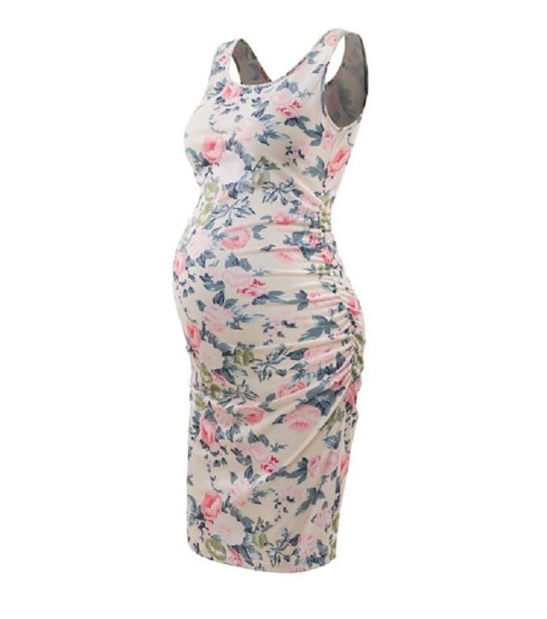 Vestido de maternidad con flores. M
