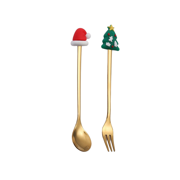 Juego de cuchara y tenedor navideño 1