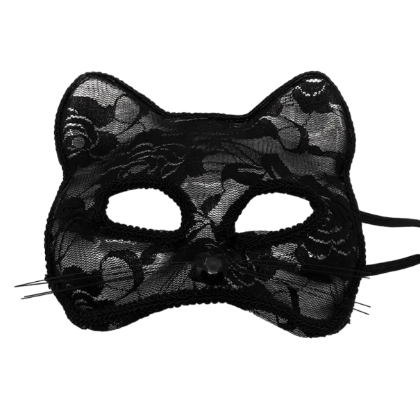 Masque en dentelle de chat noir 1