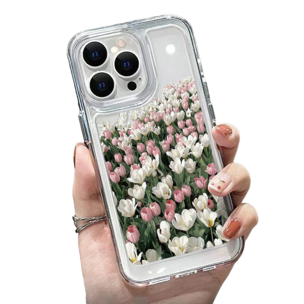 Przezroczyste etui ochronne do iPhone'a 15, tulipany 1