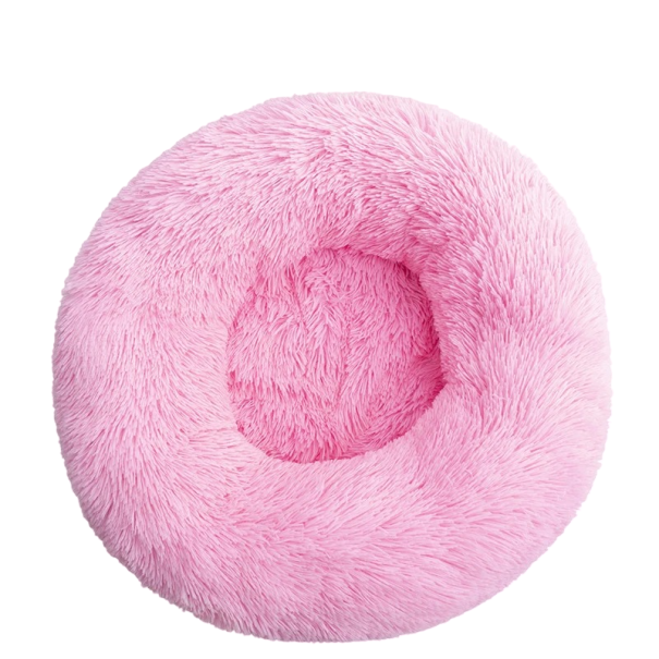 Rund pelset seng til hunde og katte 60 cm rosa