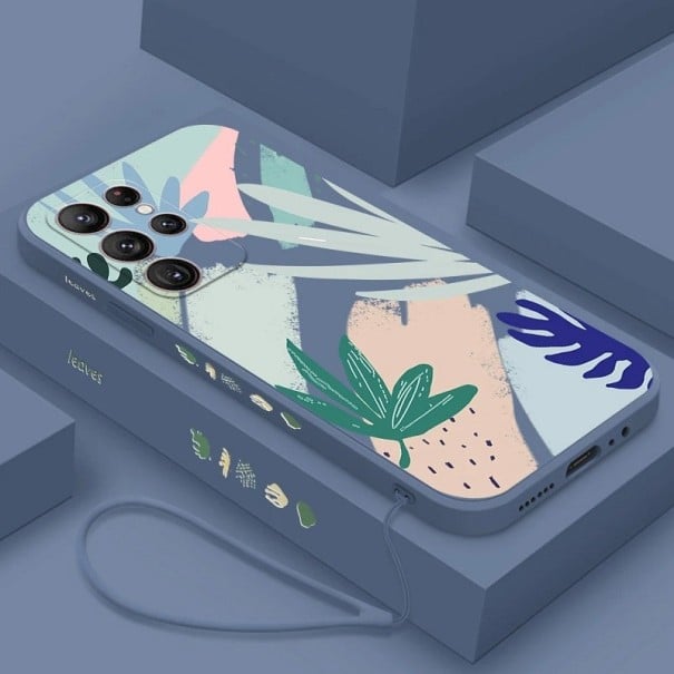 Siliconen hoesje met kleurrijk bladmotief voor Samsung Galaxy S20 FE 2022, blauw 1