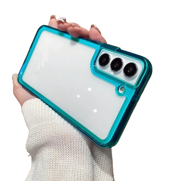 Transparante beschermhoes met gekleurde rand voor Samsung Galaxy S23 Plus blauw