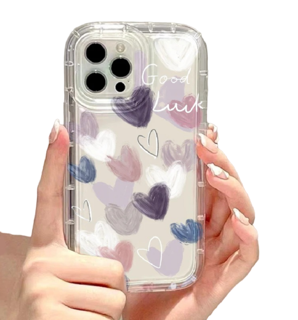 Transparante beschermhoes met paars hartjesmotief voor Samsung Galaxy S23 Plus 1