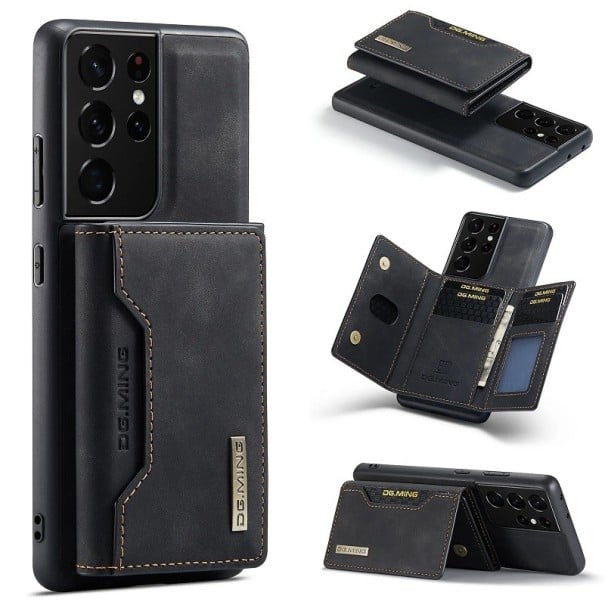 Läderskyddsfodral med magnetisk korthållare för Samsung Galaxy S20 FE svart