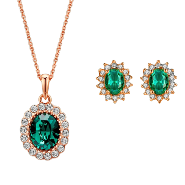 Presentset för kvinnor halsband och örhängen med dekorativ sten guld