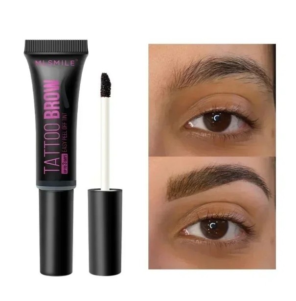 Semi-permanent ögonbrynsfärg Vattenfast ögonbrynsgel med ögonbrynstatueringseffekt Peel-off långvarig ögonbrynsförstärkande kräm svart