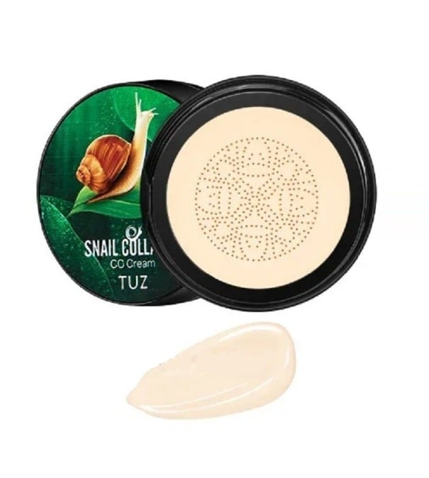 Crema CC al collagene con estratto di lumaca Crema illuminante per coprire le imperfezioni della pelle con spugnetta 24 g Ivory