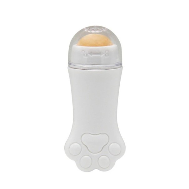 Ansiktsroller som absorberar olja i ansiktet Massageboll av vulkanisk sten i form av en kattpote 7,5 x 3 cm vit
