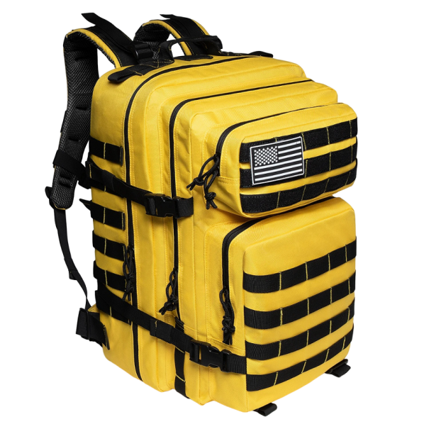 Taktisk ryggsäck Ryggsäck med stor kapacitet Campingryggsäck Vandringsryggsäck med flera fickor 45 L 50 x 30 cm gul