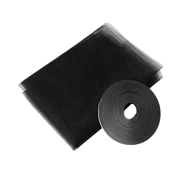 Filet de fenêtre anti-insectes à velcro 1,3 x 1,5 m Filet adhésif pour fenêtre Filet de fenêtre contre les moustiques noir