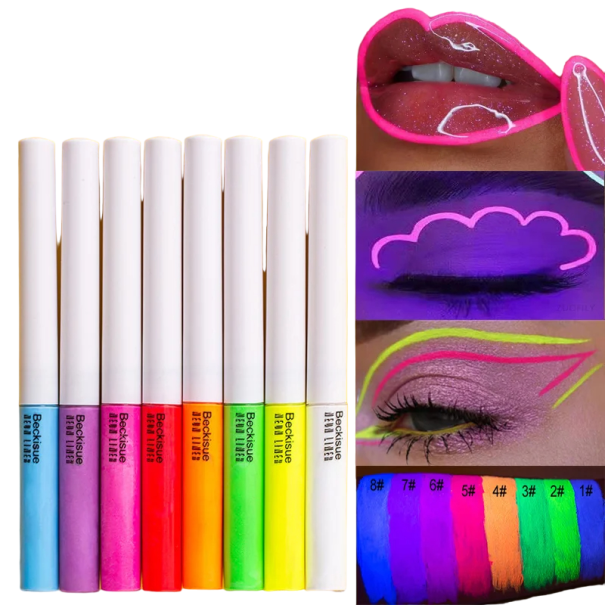 UV Luminous Eyeliner Neon Eyeliner 8 Styck Färgglad Eyeliner Set Halloween Makeup 1