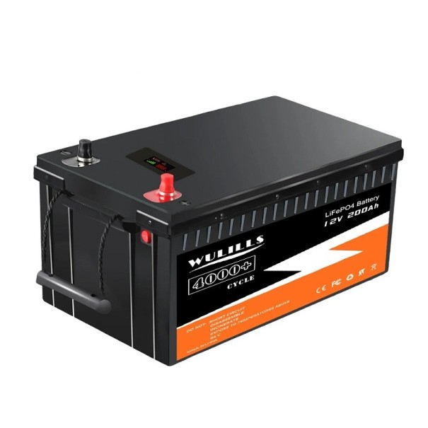 LiFePO4-batteri Litiumjärnfosfatbatteri 12V 200Ah Batteri med IP5 vatten- och dammskydd Inbyggt BMS 52 x 24 x 22 cm 1