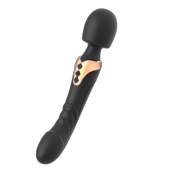 Dubbelsidigt vibrerande huvud Dubbelsidig vibrator för dubbel stimulering 25,3 x 18 x 4,8 cm 20 vibrationsprogram svart