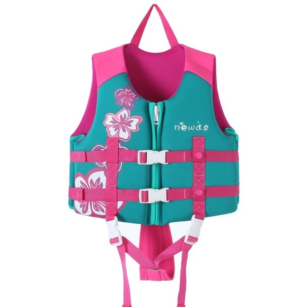 Barnflytväst Barnflytväst Barnsimväst med tryck V339 rosa L-XL