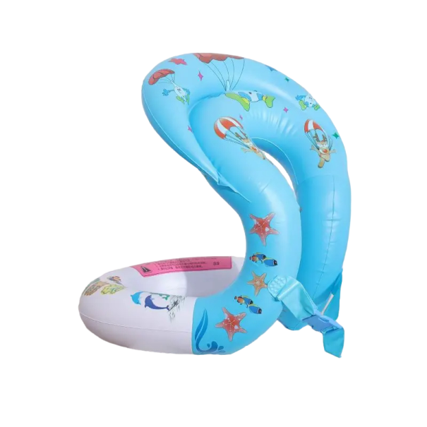 Uppblåsbar ring för barn Simring för barn från 1 - 6 år Blå uppblåsbar vattenleksak 40 x 35 cm 1