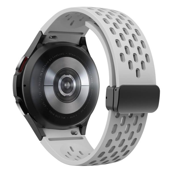 Řemínek na hodinky Samsung Galaxy Watch 4/5/6 44 mm Silikonový řemínek na hodinky s černou přezkou šedá