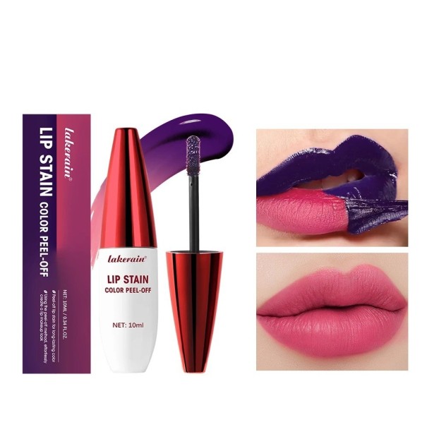Peel-off vattenfast matt läppstift Intensiv pigmentering Smetningssäker applikator för exakt applicering Sammetseffekt 10 ml hot pink