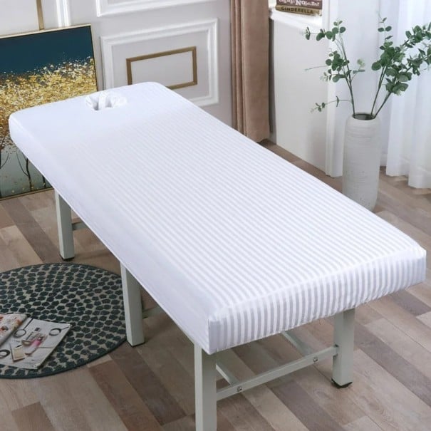 Housse de protection élastique pour table de massage 185x70 cm SPA Bien-être Cosmétique Matériau hygiénique respirant blanc