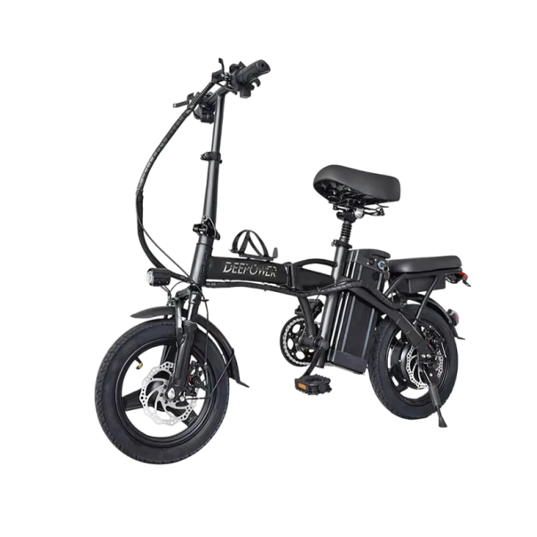 Hopfällbar elcykel för vuxna 400W 48V 10AH LED-ljus 2 säten Mobiltelefonhållare Horn Fjädring 35,5 cm däck 35 km/h 1