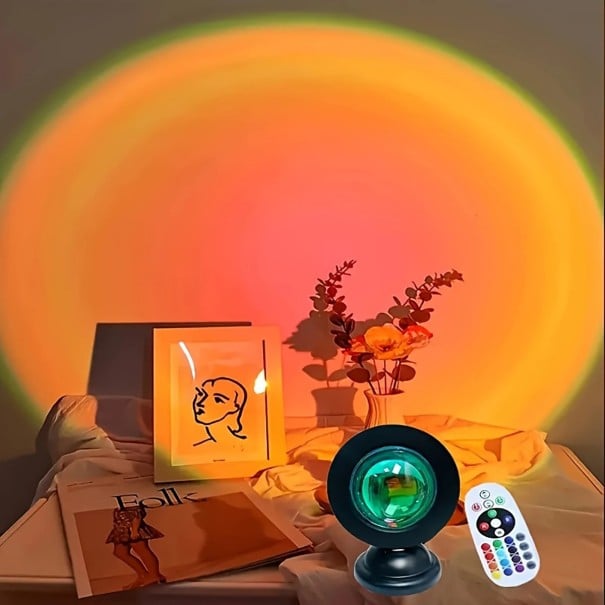 Lampa Sunset Lamp 16 barev Projektor západu slunce LED lampa Dekorativní osvětlení Ložnice Obývací pokoj Fotografie Atmosféra 1