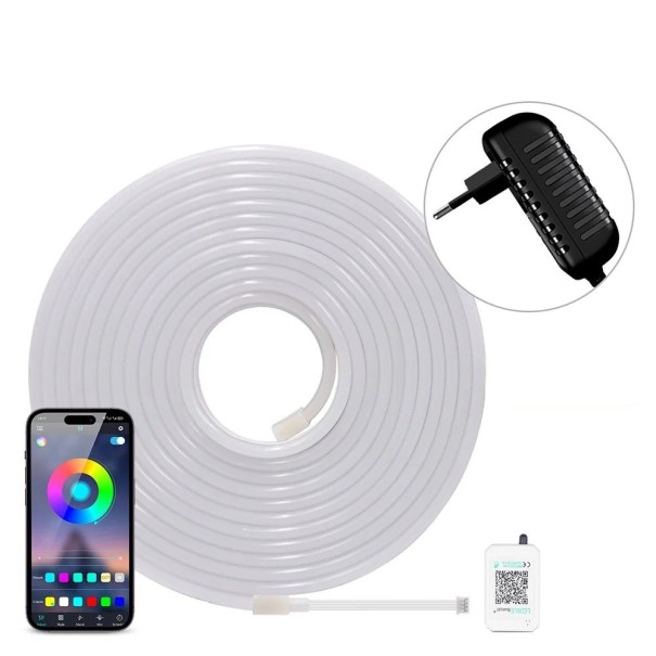 LED neon strip light 15 m 24 V 60 LED/m Bluetooth-styrning Synkronisering med musik Flexibel RGB-list Interiör- och festbelysning 1