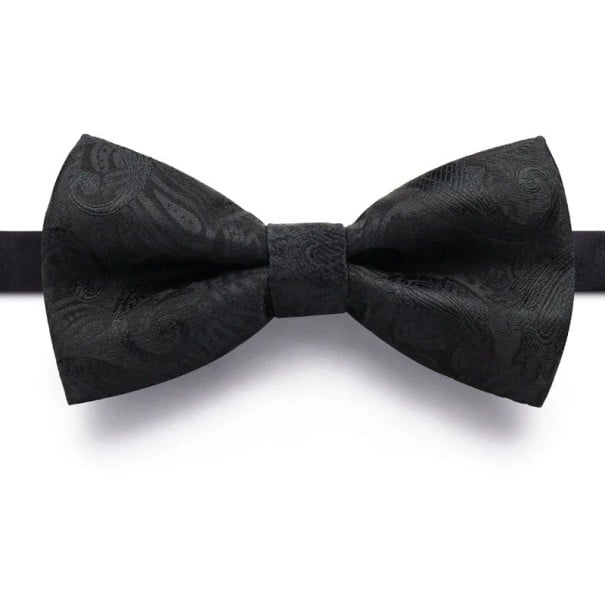 Svart fluga för män med mönster Elegant högtidlig accessoar Justerbar storlek För bröllop, baler, fester Kvalitetsmaterial Snygg mönstrad design 1