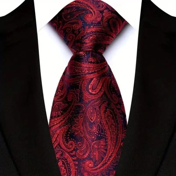 Luksusowy męski krawat z kwiatowym wzorem 145 x 8 cm Elegancki krawat garniturowy Jedwabny krawat formalny Formalny dodatek dla mężczyzn 1