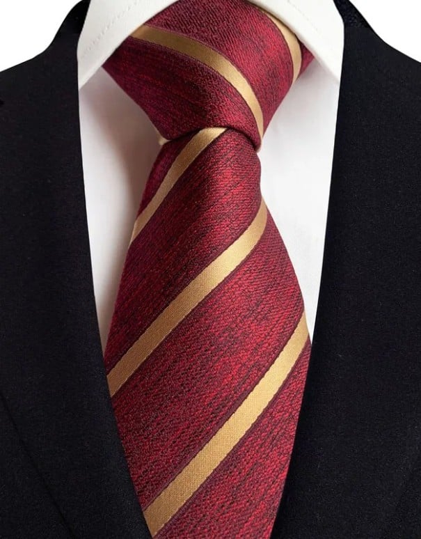 Jedwabny krawat formalny ze złotymi paskami 145 x 8 cm Luksusowy męski krawat do garnituru Elegancki krawat Formalny dodatek dla mężczyzn 1