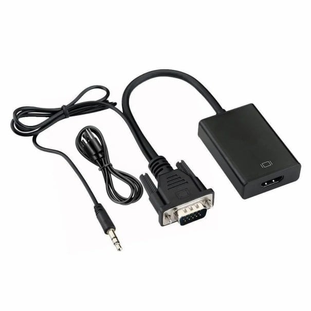 VGA till HDMI-adapter med ljudingång Dual-Chip-design USB-ström- och ljudutgångssignalomvandlare Adapter för TV-skärm Projektor PC Notebook 1