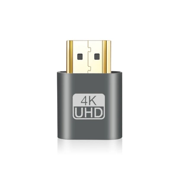 HDMI Virtual Display Emulator Dummy Plug Fake Monitor Adapter Remote Desktop 4K GPU Acceleration HDMI Display Simulator grå