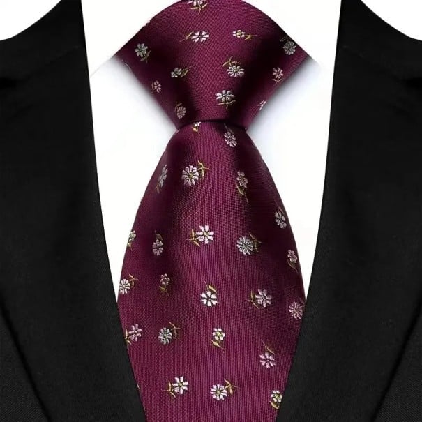 Röd herrslips med blommönster 145 x 8 cm Elegant slips Snygg herraccessoar Affärs- och sociala evenemang Kvalitetsmaterial 1