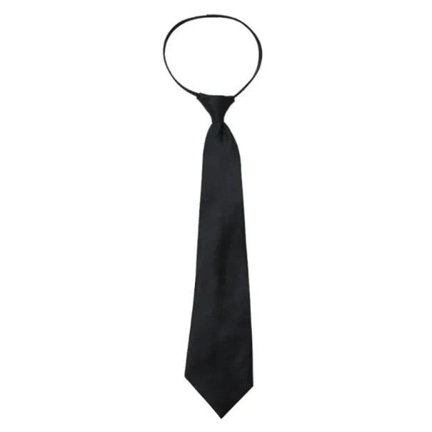 Enkel unisex svart slips med dragkedja 42 x 8 cm Förknuten slips Elegant slips med dragkedja Quick-wear slips för män och kvinnor 1