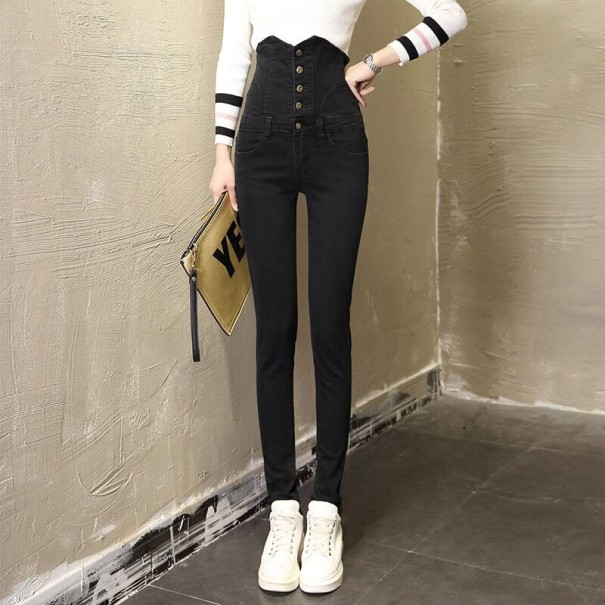 A1 Damenjeans mit hohem Bund schwarz 30