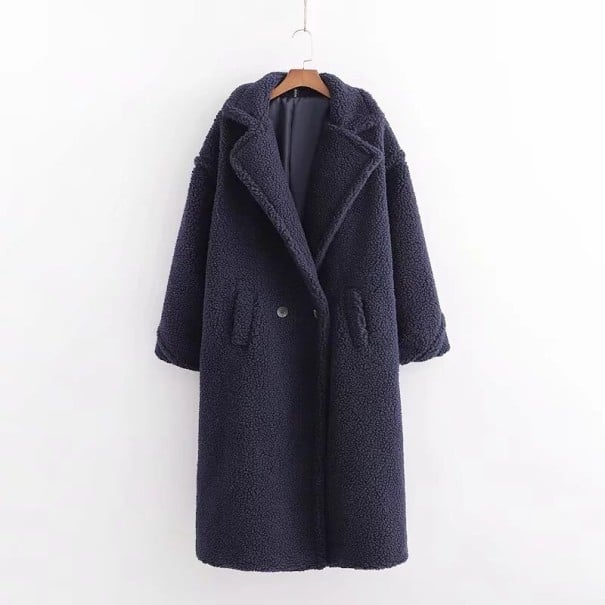 A1875 Pelzmantel für Damen dunkelblau M