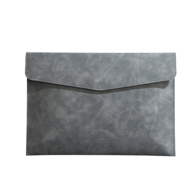 A5-ös dokumentumtartó boríték alakú 27 x 20 cm-es műbőrből iskolai kellékekhez, füzetekhez és papírokhoz, táskába és hátizsákba diákoknak szürke