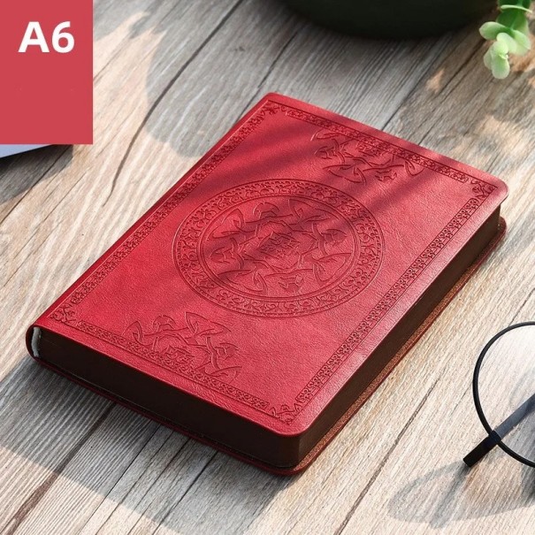 A6 Retro Stijl Notitieblok met Touw Lijnen Notitieboek met Reliëfpatroon Pocket Notitieboek voor op Kantoor en Reizen rood