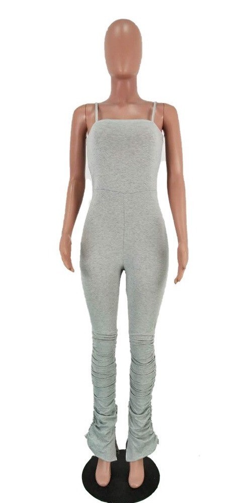 Aansluitende jumpsuit voor dames met bandjes grijs L