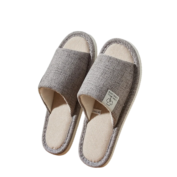 Åben tå hjemmesko i lærred, åndbare, lette hjemmesko til mænd og kvinder, komfortable, bløde hjemmesko, unisex hjemmesko grå 38-39