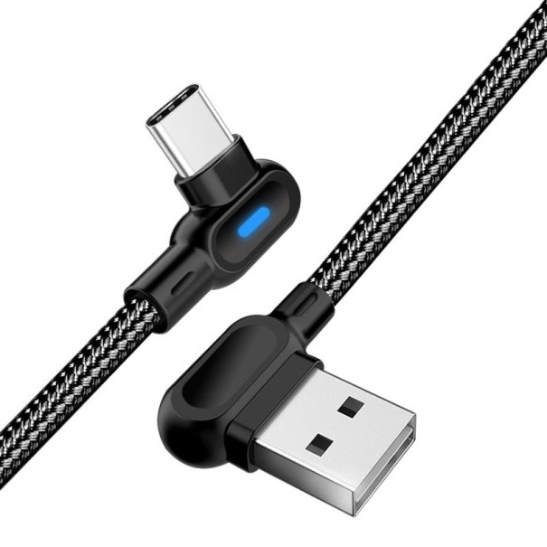 Abgewinkeltes USB-Ladekabel schwarz 2 m 1