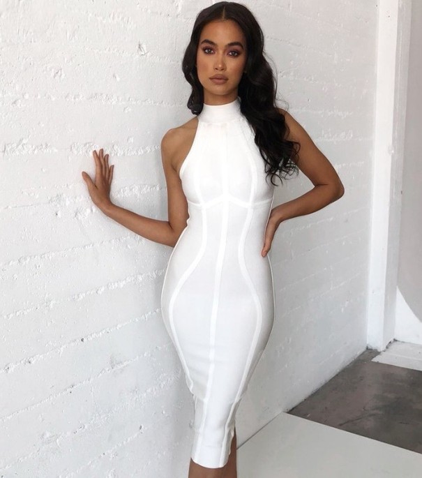 Abiti a fascia al collo bianco XS