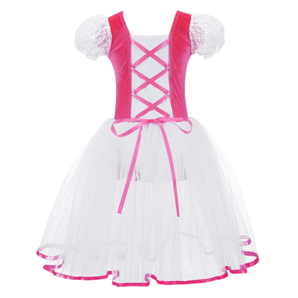 Abiti da ballo per ragazze con gonna in tulle e lacci in poliestere spandex cotone lycra abbigliamento per balletto e spettacoli rosa scuro 14
