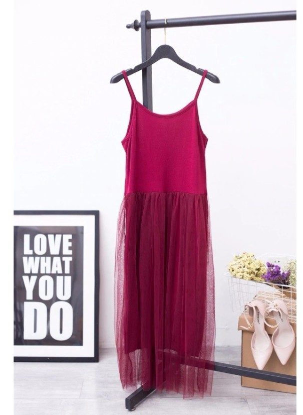 Abiti da donna con gonna in tulle bordeaux