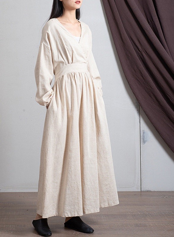 Abiti maxi in cotone per donna avorio