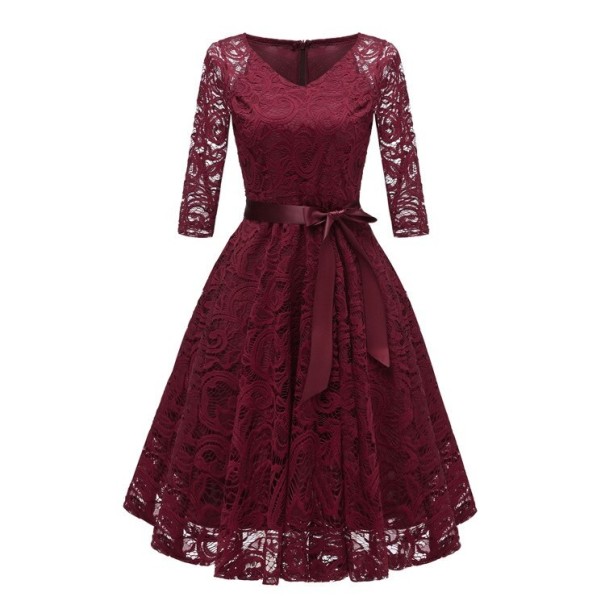 Abito in pizzo Giada bordeaux XS